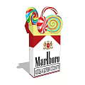 Colorful Decorative Ornament Set with Marlboro Cigarette Box and Lollipop Candies