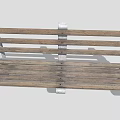 Wooden Outdoor Bench With Slatted Seat Backrest And Concrete Support Legs