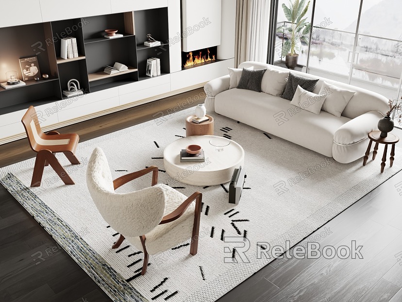 Modern sofa coffee table combination model