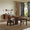 Cozy Interior Design With Round Dining Table Wooden Chairs And Window Blinds