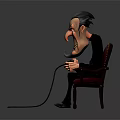 Cartoon Villain Character Sitting On Red Armchair Playing Video Game With Controller