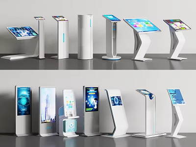 Public Facility Interactive Touchscreen Kiosks With Modern Styles And Digital Information Displays 3d model