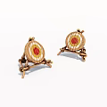Two Handcrafted Wooden Archery Targets Displayed With Red Yellow Bullseye On Stands
