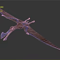 Flying Pterosaur Prehistoric Animal With Brown Wings And Blue Beak