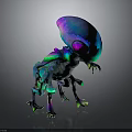 Vibrant 3D Alien Creature Model With Large Head Multiple Limbs Pink Eyes Sci Fi Design
