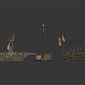 Ancient Traditional Weapons Collection With Spears Arrows Traps And Wooden Frames
