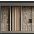Modern Wooden Hinged Doors With Vertical Slats And Panel Patterns For Home Interior 3d model