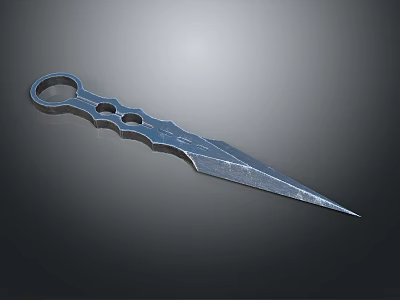 Sharp Tactical Dagger With Ring Handle And Hollow Carved Blade Design 3d model
