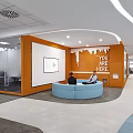 Modern Public Office Space With Open Layout Workstations Sofa Area Green Plants And TV Screens