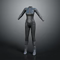 Stylish Black Fitted Full Length Bodysuit With High Boots Modern Outfit Design