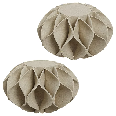 Two Light Brown Petal Shaped Stools With Pleated Paper Structure 3d model
