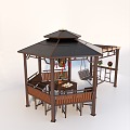 gazebo awning swing outdoor furniture chinese style outdoor rest pavilion sunshade pavilion aluminum alloy new sun room 3d model