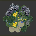 3D Cartoon Scene With Snowy Mountains Green Forests Castle And Colorful Paths