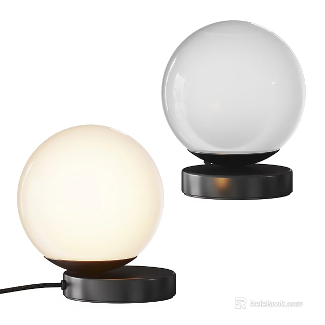 Modern Spherical Table Lamp With Black Base And Bright Home Lighting 3d model
