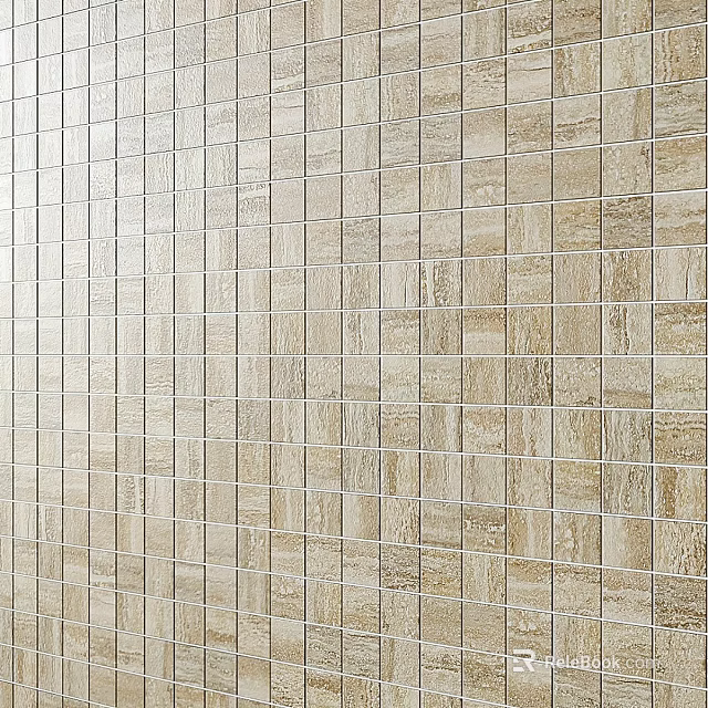 Light Brown Mosaic Tile Wall Design For Modern Kitchen And Bathroom 3d model