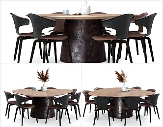 Modern Dining Table and Chair Combination 3d model