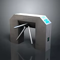 Gray Three Bar Turnstile With Silver Rotating Bars Blue Screen And Green Indicator Light 3d model
