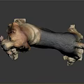 Standing Dog Sculpture With Brown Black White Fur Holding Hotel Sign In Mouth