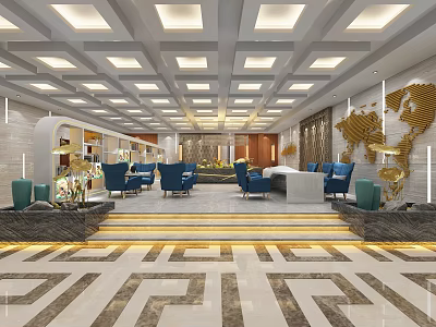 Modern airport lounges 3d model