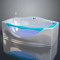 Modern Bathtub Furniture With Blue Accents Curved Design And Sleek Control Panel