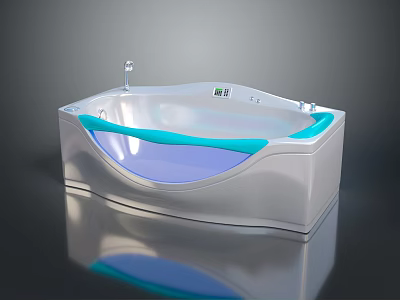Modern Bathtub Furniture With Blue Accents Curved Design And Sleek Control Panel 3d model