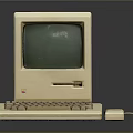 Vintage Computer System With CRT Monitor Keyboard Floppy Drive And Mouse