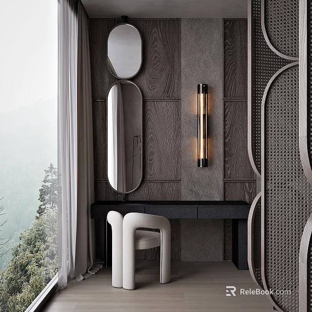 Elegant Modern Bedroom Interior Design With Metallic Accents Velvet Furniture And Soft Tones 3d model 