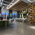 Modern Public Office Space With Open Layout Desks Computers Green Plants And Decorative Art