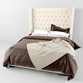 Cozy Double Bed With Tufted Beige Headboard Brown Comforter And Pillows