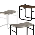 Modern Minimalist Stools With Metal Frames And Beige Brown Woven Seats