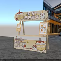Outdoor Mall Fresh Bread Desserts Stall With Cartoon Design And Signage