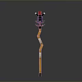 Unique Decorative Weapon With Orange Long Handle Black Red Top And Spiral Design