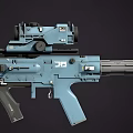 Modern Blue Rifle Design With Scope And Tactical Shooting Features 3d model