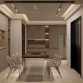 Elegant Modern Restaurant Interior With Marble Dining Table And Stylish Chairs 3d model