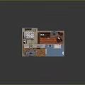 3D House Model Interior Scene With Living Room Fireplace Kitchen Dining And Bathroom Areas