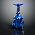 Industrial Blue Cast Iron Gate Valve With Flanged Ends And Wheel Handle
