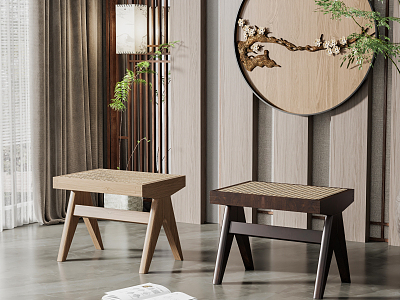 New Chinese style stool solid wood stool combination model