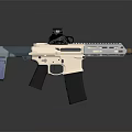 Modern Tactical Rifle With White Blue Black Body Scope And Rail System