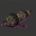3D Rendered Camouflage Military Airship Model With Detailed External Frames And Structure