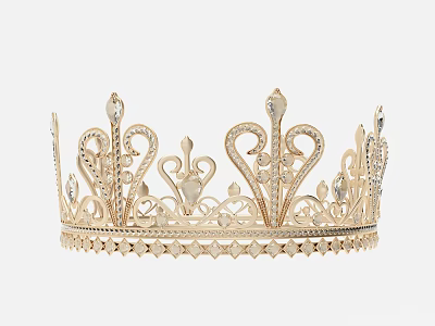 Luxurious Golden Crown Jewelry With Intricate Filigree Patterns And Sparkling Diamonds 3d model