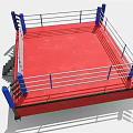 Professional Boxing Ring Design With Red Platform Blue Corner Posts And Ropes 3d model