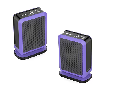 Two Purple Compact Electric Appliances With Black Design And Control Panel Buttons 3d model