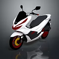 Sleek Modern White Motorcycle With Red Accents Black Seat And Yellow Rims