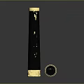 Sleek Black And Gold Fountain Pen With Pen Cap And Nib On Black Background