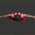 Man Wearing Red White Striped Jersey Black Shorts And Red Shoes With Arms Outstretched