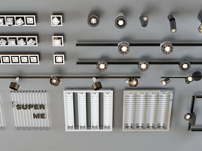 Modern Recessed Downlights And Track Spotlights With Various Design Styles For Lighting 3d model