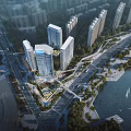 Aerial View Master Plan With High Rise Buildings Road Network Waterfront And Green Spaces