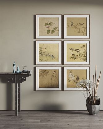 New Chinese Plant Painting Decorative Hanging Painting 3d model