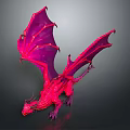Highly Detailed Red Dragon Sculpture with Textured Wings and Dynamic Pose