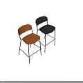 Modern Bar Stool With Wooden Seat Backrest And Metal Frame Sleek Design